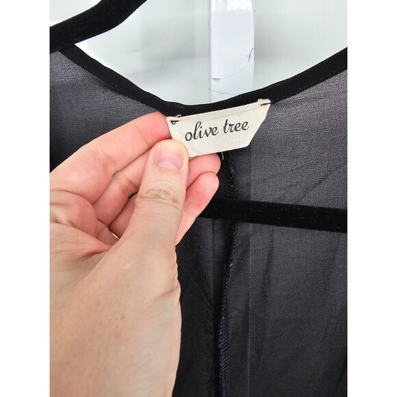 Olive Tree Women's Black Open Front Long Sleeve Polyester Kimono Duster Size L - Picture 3 of 5